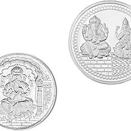 999 Silver Purity Ganesha Laxmi + Ganesha Coin Subh Labh 5+5 Gram Coin Embossed with Matt Finish (Combo Coins)(1+1)-image-31