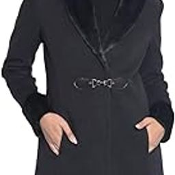 Women's Black Notched Lapel Collar Overcoat-picture-52