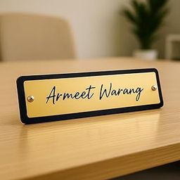 Tresneria� Customized Acrylic Desk Name Plate | 23X6.5 CM | Acrylic | Wooden Stand (Gold)-image-43