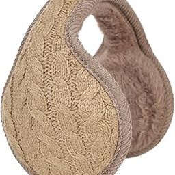 Unisex Warm Knit Cashmere Winter Pure Color Earmuffs with Fur Earwarmer, Adjustable Wrap-image-24