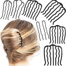 MASSMOT 8-Piece Metal Hair Side Combs for Women, U-Shaped Vintage Hair Clips with Teeth, Hair Pin Stick Updo Bun Pins for Secure Hold, Hair Accessories Set (Black)​-image-68