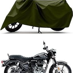 RS ENGLAND - All Season Protection Bike Cover for New RE Bullet 350 Next Gen Bike Cover with Water-Resistant and Dust Proof Premium 190T Fabric_Olive-image-10