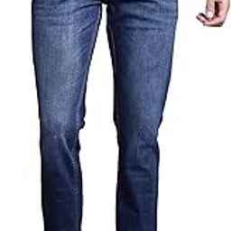 Cotton Denim Flat Front Mid Rise Full Length Regular Fit Casual Jeans for Men | Denim for Mens | Mens Full Length Cotton Casual Jeans (P_MDNM00458_DARKMERCERISED)-image-50