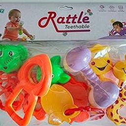 Baby Rattle and Teether Set, 8 Pieces, Colourful Animal Designs, BPA-Free-image-31