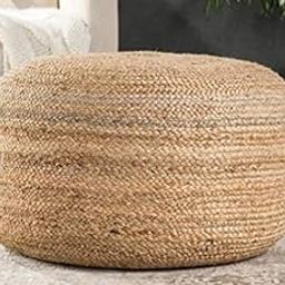 Jute Ottomans Pouf for Seating | Jute Ottoman for Footrest Filled with Bean Balls | Ottoman Pouf Stools for Living RoomBedroomHome, 50x50x30 cm-image-95