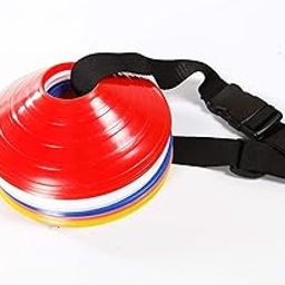 Soccer Mini Disc Cones | Set of 10 Mini Durable disc Cones. Comes with Carry Strap | Saucer Cones for Soccer Cricket Track and Field Sports-picture-18