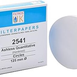 Filtros UK Hardened Ash-less Quantitative filter paper, Grade 2541 (Box of 100 circles) 125 mm Dia-29