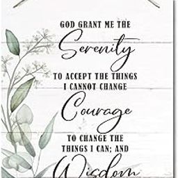Serenity Prayer Inspirational Quote Wall Art Decor Sign, God Grant Me The Serenity, Hanging Printed Wall Plaque Wood Signs, Christian Scripture Decor for Living Room Bedroom Home Decor 10X7.8inch-image-10