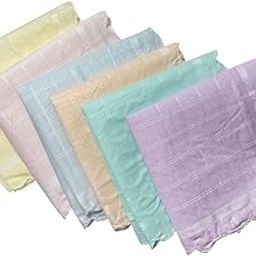 Handkerchiefs | 100% Cotton Hankies Rumal for Kids Woman | Hankies for Girls | Soft Colour Ladies Hanky | Multipurpose Hanky | Set of 6 & 12-image-0