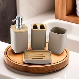 UMAI Bathroom Accessories Set of 4 Pcs | Soap Dispenser for Bathroom(7 * 7 * 17cm) | Toothbrush Holder | Soap Case for Bathroom | Mouth Wash Cup Bathroom Accessories Items-image-23
