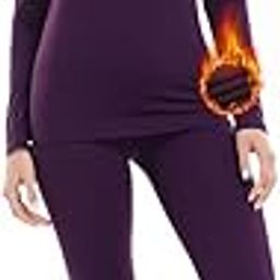 Thermal Underwear Set for Women Fleece Lined Long Johns Ultra Soft Dark Purple X-Small-image-39