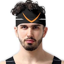 unisex Headband men women sports gym workout sports etc printed head band (black, white, orange)-6