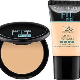 Maybelline New York Liquid Foundation + Compact Powder For All Skin Types, Matte & Poreless Finish, Ultra Blendable And Lightweight, Fit Me, 128 Warm Nude, 80 Gram, Cream-17