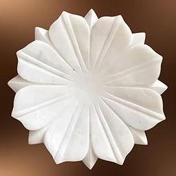 Marble White Bowl Urli for Home and Kitchen Decoration Traditional Lotus Shape Decor Tealight or Candle Lamp 6 inch with Polish-image-93
