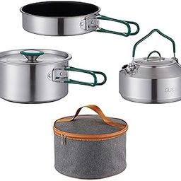 MERISHOPP 3Pcs Camping Cooking Set Saucepan with Storage Bag for Home Fishing Trekking 0.9 L Frying Pan| Camping Cookware Set | Outdoor Utensil Set-image-5