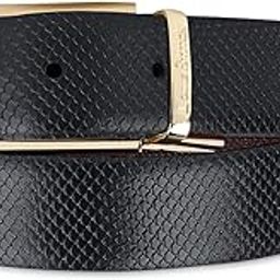 louis stitch Men's Reversible Italian Leather belt for men 1.25 inch (35mm) Waist Strap Black Brown Belt (BEML)-picture-47