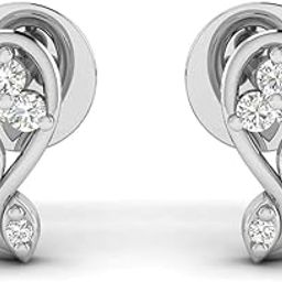 18k (750) White Gold and Diamond Stud Earrings for Women-image-99
