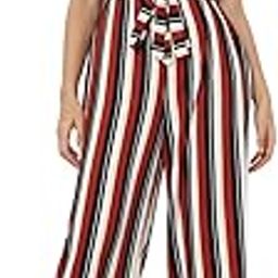 Striped High Neck Basic Jumpsuit With Waist Tie-Ups-5