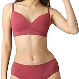 soie Full Coverage Padded Non Wired Bra and High Rise Full Coverage Brief Lingerie Set, Desert Rose, 42C/XXL-picture-22