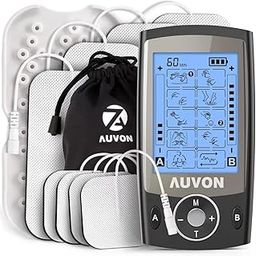 AUVON Dual Channel TENS Unit Muscle Stimulator Machine with 20 Modes, 2" and 2"x4" TENS Unit Electrode Pads (Black)-13