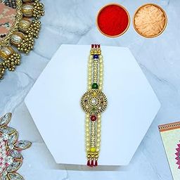 Set of 1 Bracelet Rakhi For Brother | Rakhi With Cadbury Chocolate Gift For Brother | Premium Rakhi With Roli, Tilak & Greeting Card (Design-1)-image-33