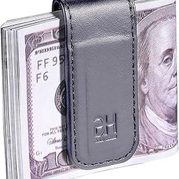 Slim Magnetic Money Clip Genuine Leather Business Card Holder for Men (Grey)-42