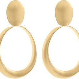 Matte Gold and Silver Big Hoop Clip On Earrings for Women Girls Gift Brass Agate-image-50