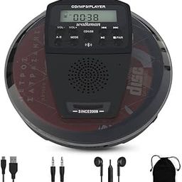 ZUNKOM Portable CD Player with Bluetooth, Compact Anti-Skip Shockproof, Black, Includes Pro-Quality Earbuds, USB Charging Cable, Aux Output for Car/Home/Travel-31
