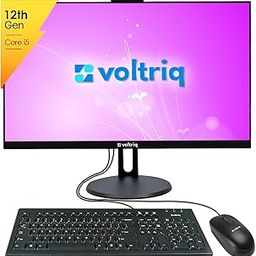 Voltriq All-in-One PC, 12th Generation Intel Core i5, 23.8-inch, IPS, 16GB DDR4, 512GB SSD NVMe, 2 MP FHD Camera/Shutter Camera, Dual Speakers (Black), AI200-11