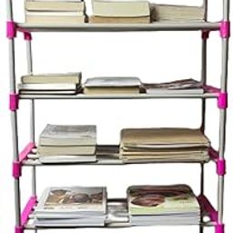 LOTSPEK 6 Layer Modern Simple Home Library, Book Stand Book Shelf with Storage Display Rack Open Bookcase Showcase Stand Book Rack for Study Room (Pink)-picture-23