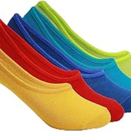 Unisex Kids Combed Cotton Loafer Socks - (With Anti - Slide off Silicon Grip technology) Anti Slip No Show - Loafer - Footies Socks Invisible Socks - Pack of 5-image-83