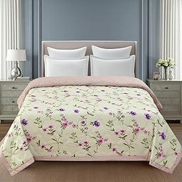 Aroma Brand Ultrasonic Plush Comforter Single Bed 150x230 cm Reversible Lightweight AC Blanket | All-Season Duvet & Comforter Fluffy Summer Dohar (Violet Flowers, Single 60"x90")-14
