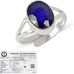Natural Certified Neelam Blue Sapphire Gemstone Adjustable Ring Original Silver 925 for Women Men - Neelam 6.5 Ct to 7 Ct-image-4