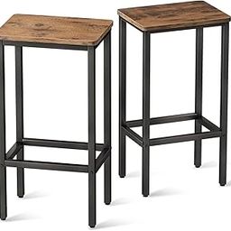 GIANTEX Furniture Wooden Bar Chair with Metal Legs High Sitting Bar Stool for Kitchen Living Room Wooden Metal Counter Stool for Office Hallway Bedroom (Set of 2, Natural Brown)-image-26