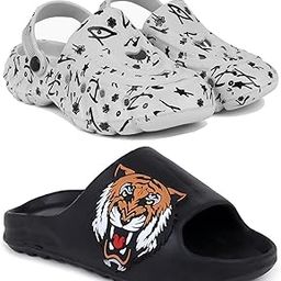 Combo Pack of 2 Slipper/Flip Flops/Slides/Clogs/Sandals with Adjustable Back Strap for Men (Cl-N11,Y-To-Goat)-15