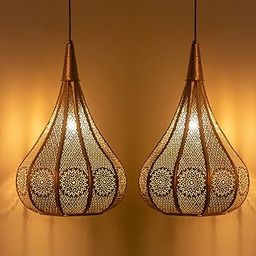 ExclusiveLane Iron Pendant Lights for Ceiling Hanging Lights Pendant Lamp | 'Morrocan Flame' Hand-Etched Ceiling Lamp Hanging Lamp for Home Decoration (Set of 2, 13 Inch, Without Bulb)-image-47
