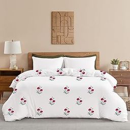 HOMEMONDE Duvet Cover King Bed 210 TC Soft Cotton Comforter With Corner Ties | Quilt | Rajai | Blanket | King (102 x 108 Inches) | 1 Piece | Red Rose-image-13