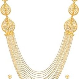 One Gram Gold Plated Latest Long Chain Traditional Necklace Jewellery Set for Women-image-87