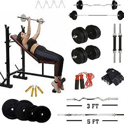 ALLFIT FITNESS 4 IN 1 HEAVY DUTY MULTI GYM (30KG) RUBBER DUMBBELL PLATES WITH 3FT+5FT (HEAVY) RODS AND DUMBBELL RODS-image-47