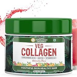 Vlado's Himalayan Organics Vegan Collagen supplements - Advanced Marine Collagen Peptides -with all 5 TYPE I, II, III, V, X - Plant-Based - Active Collagens with Biotin, Hyaluronic Acid ,Vitamin C & E - Healthy Skin, Hair & Nails - Skin Radiance - Clinically Proven - Made with Japanese technology - Reduce Pigmentation, Dark Spots & Brighten Skin Tone - For Women & Men - 100 Grams ( Watermelon Flavor )-image-87