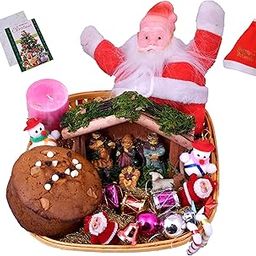 MANTOUSS Christmas Plum Cake Gift Hamper/Basket -Christmas Plum Cake(300gms),Christmas Nativity Jesus Family Statue, Santa Clause,scenetd Candle,Christmas Card,Christmas Tree Decoration Set,Santa Cap-image-18