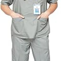 Indicare Health Sciences Men Scrub Suit Designer |V-Neck| with 7 pockets- Ideal for Doctors, Nurses, Dentists and Healthcare Professionals (Dark Grey) (L)-image-105