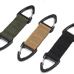 LICHTS Outdoor Hiking Nylon Webbing Backpack Dual Ended Triangular Hook Khaki-image-31