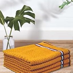 Popcorn Textured Solid Cotton Hand Towel Yellow 35x55 cm Set of 4-image-1