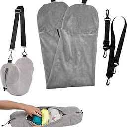 INOCEAN Inflatable Neck Pillow for Travel, Grey Refillable Travel Neck Pillow Cover, Adjustable Neck Support, Soft Velvet Material, Ideal for Airplane, Train, and Home Use, Travelers-image-40