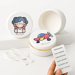 Travel Cosmetic Jars Set | 50g White Refillable, Leakproof Containers with Inner Lids & Spatulas | Reusable for Face, Body, Hand, Lip Creams, Skincare, Toiletries, DIY (Wanderlust, Minimalistic)-10