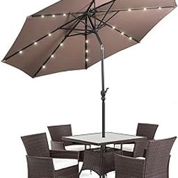 THESHELTERS 10ft Solar Led Garden Outdoor Umbrella with Stand, Sturdy Outdoor Big size Umbrella for Poolside, Lawn, Balcony, Terrace, Restaurant, UPF50+ UV Protection with Push Button Tilt-image-84