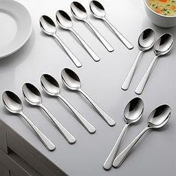 Frenchware Cutlery (Set of 12, Stainless Steel Sliver Spoons Set), 100% Food Grade, Non Toxic, Anti-Rust, Dishwasher Safe, Perfect Gifting Set for All Occasions-23