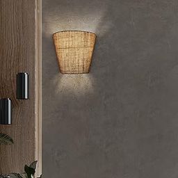 Handicraft Jute Conical Wall Lamp Shade Pendant Lighting|Fabric Shade|Hanging Light Fixture|Holder&Wire Plug-In Wall Sconce Lighting|On/ Off Switch|Wall Mounted Lamps|Pack Of 1|Colour Brown-image-46