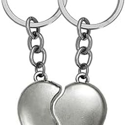 Split Heart Puzzle Moving in Together Gift Husband Wife Set Of 2 Keychain Keyring Car Bike Home Office Birthday To Friends Silver Zinc Metal Love For And Women-21